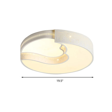 Modern White Metal Led Flushmount Ceiling Lamp For Living Room & Kitchen
