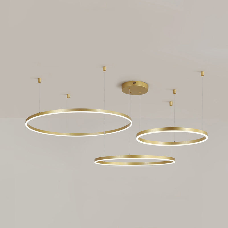 Postmodern Gold Led Hoop Chandelier - 3/4/5 Tiers Ideal For Living Room