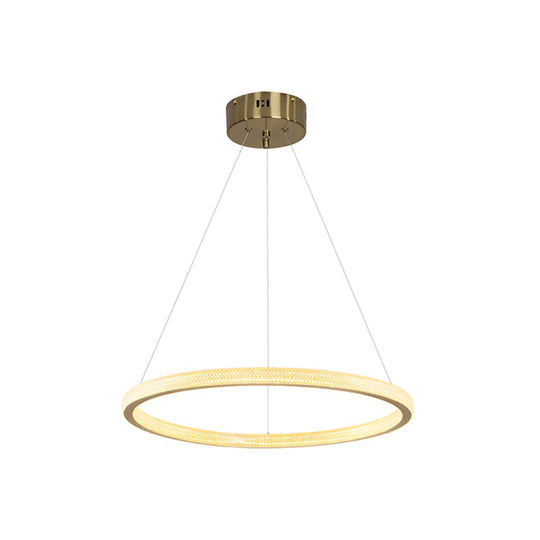 Minimalistic Brass Led Chandelier Light With Acrylic Suspension - 1/3/4-Tier Circle Design