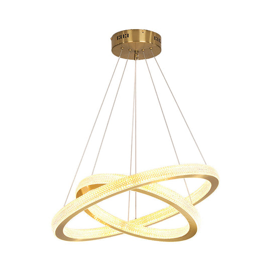 Minimalistic Brass Led Chandelier Light With Acrylic Suspension - 1/3/4-Tier Circle Design