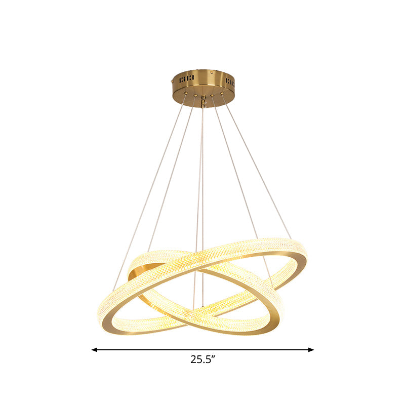 Minimalistic Brass Led Chandelier Light With Acrylic Suspension - 1/3/4-Tier Circle Design