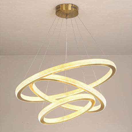 Minimalistic Led Chandelier: Circle Acrylic Suspension Pendant Light - 1/3/4 Tiers Brass Fixture