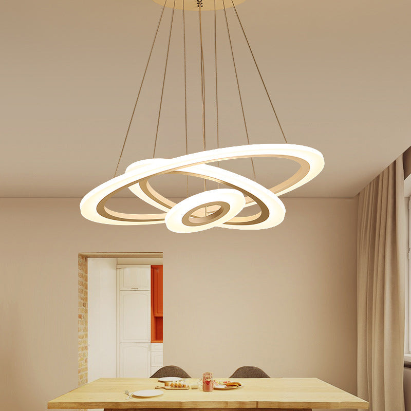 Led 2/3-Tiered Acrylic Chandelier - Modern Coffee Hoop Pendant Light Kit Small/Large Size