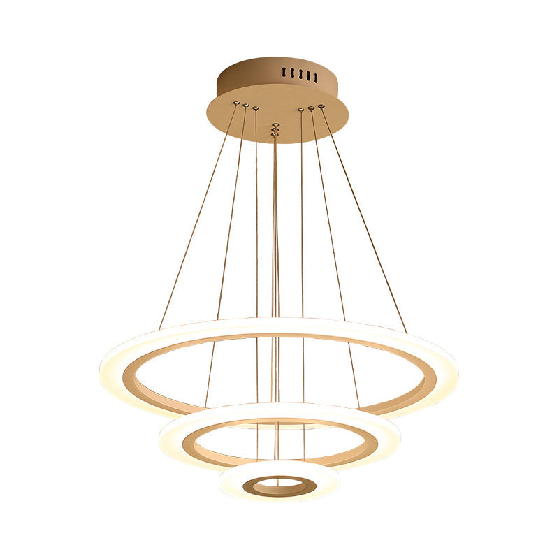 Led 2/3-Tiered Acrylic Chandelier - Modern Coffee Hoop Pendant Light Kit Small/Large Size