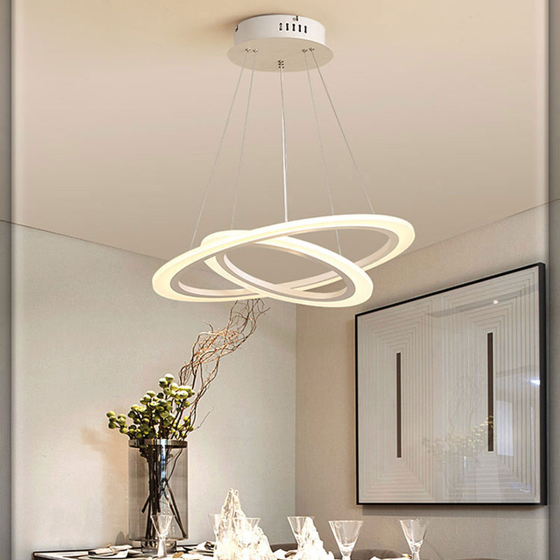 Led 2/3-Tiered Acrylic Chandelier - Modern Coffee Hoop Pendant Light Kit Small/Large Size / 2 Tiers