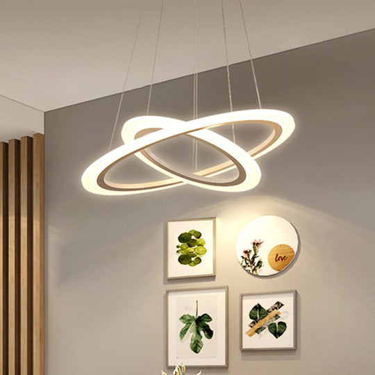 Led 2/3-Tiered Acrylic Chandelier - Modern Coffee Hoop Pendant Light Kit Small/Large Size