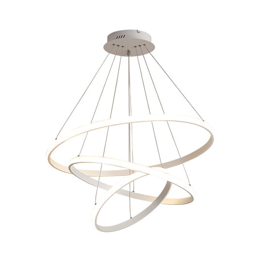 Minimalist Acrylic Led Chandelier - Circle Design White/Coffee Available In Small And Large Ceiling