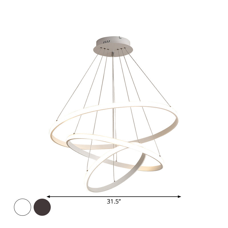 Minimalist Acrylic Led Chandelier - Circle Design White/Coffee Available In Small And Large Ceiling