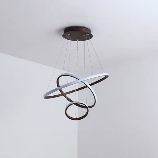Minimalist 3-Head Led Acrylic Ceiling Suspension Chandelier - White/Coffee Small/Large