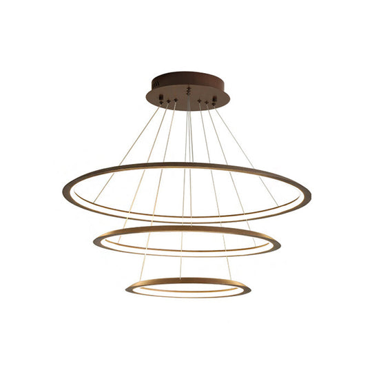 Simplicity Gold/Coffee Led Pendant Chandelier - Acrylic 3/4-Tiered Loop Ceiling Hang Light For