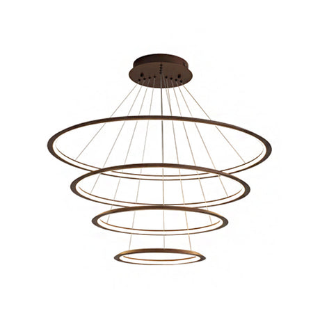 Modern Acrylic Led Pendant Chandelier - Gold/Coffee 3/4 Tiers Loop Design Ideal For Living Room