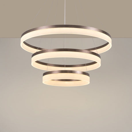 Minimalistic Brown Acrylic Led Pendant Light Kit For Bedroom - 1/2/3-Tier Circle Chandelier