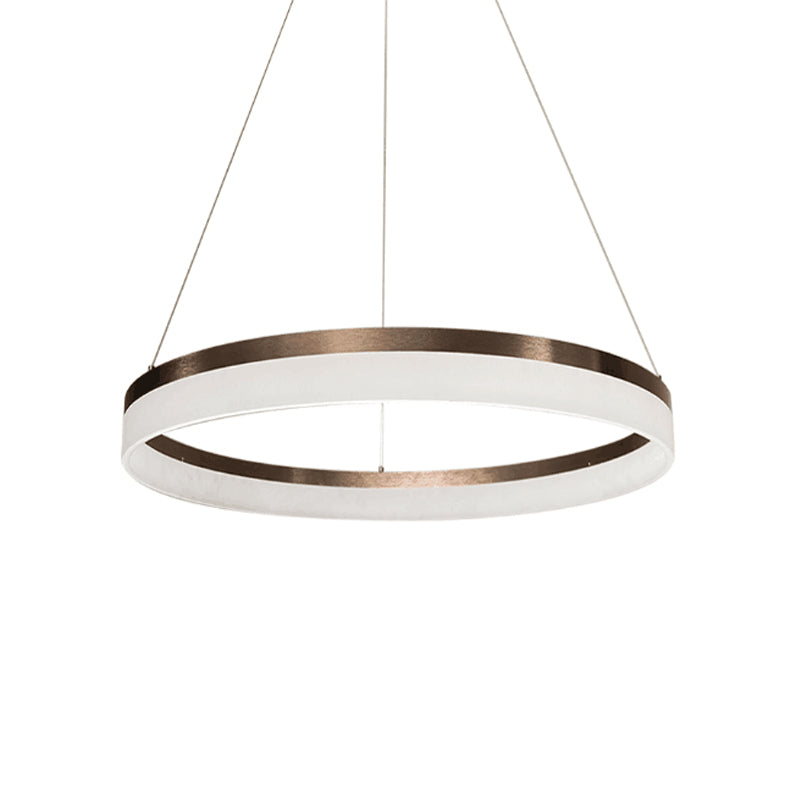Minimalistic Acrylic Led Pendant Light Kit - Circle Chandelier In Brown For Bedroom Choose 1 To 3