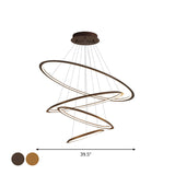 3/4 Tier Slim-Frame Led Chandelier In Gold/Coffee For Elegant Living Room Lighting