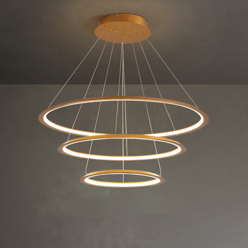 Slim Hoop Pendant Led Chandelier - 3/4 Tiers Aluminum Gold/Coffee Living Room