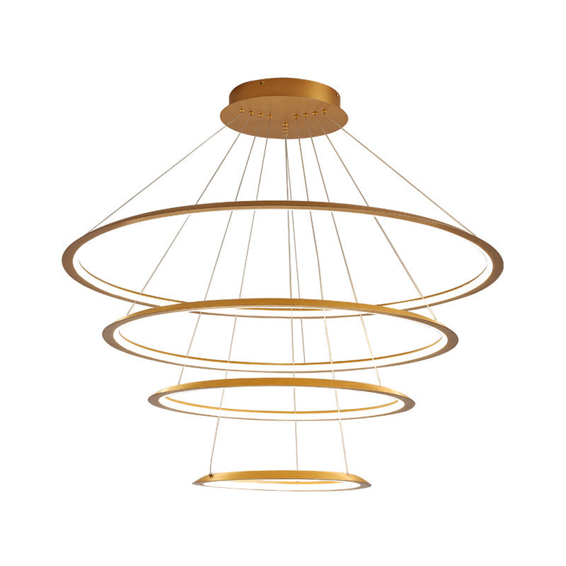 Slim Hoop Pendant Led Chandelier - 3/4 Tiers Aluminum Gold/Coffee Living Room