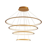 3/4 Tier Slim-Frame Led Chandelier In Gold/Coffee For Elegant Living Room Lighting