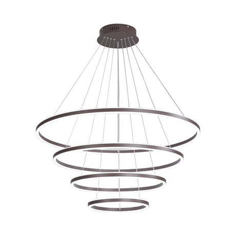 Minimalist Brown Ring Chandelier With Acrylic Led For Dining Room - 2/3/4 Tiers