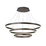 Simplicity 2/3-Tier Coffee Metal Circle Chandelier Lamp With Led For Hanging Pendant In Sit Room