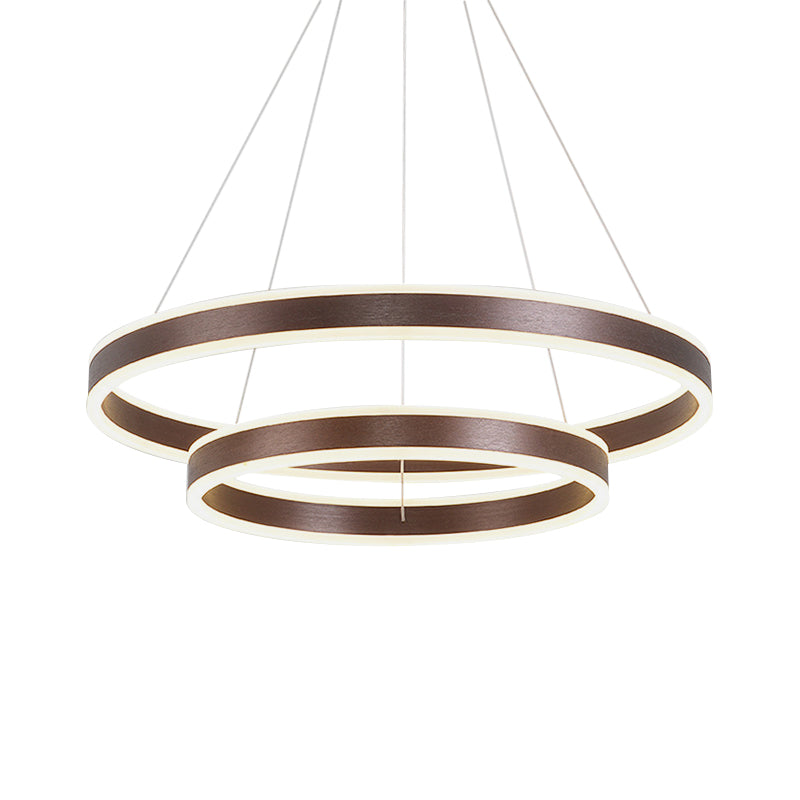 Hanging Pendant Metal Led Circle Chandelier Lamp - Simplicity 2/3-Tier Coffee Finish
