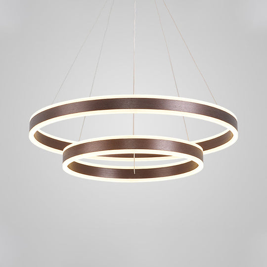 Hanging Pendant Metal Led Circle Chandelier Lamp - Simplicity 2/3-Tier Coffee Finish