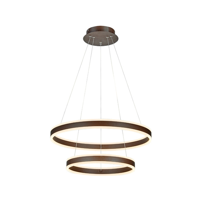 2/3 Tiered Led Chandelier: Acrylic Circle Ceiling Lamp - Coffee