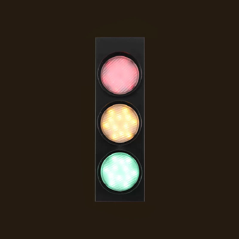 Modern Black Metallic Traffic Light Wall Sconce With 3 Lights - Aisle Mount
