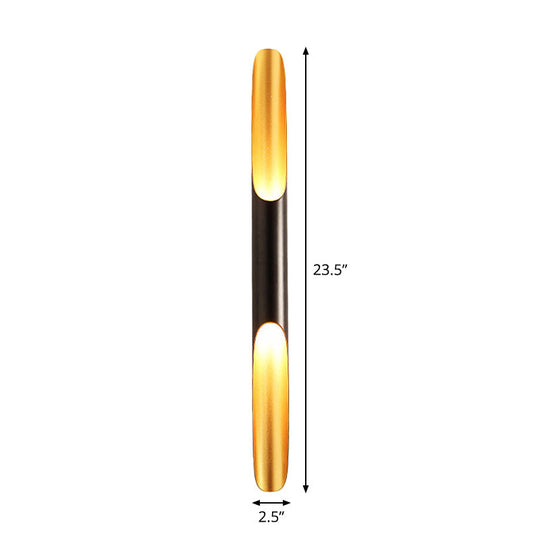 Modern Metallic Cylinder Wall Sconce - Mounted Light For Living Room 1/4-Bulb Yellow-Black Design