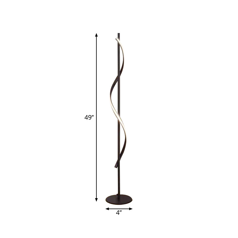 Modern Led Floor Lamp With Black Bubbling/Wavy/Twisting Design Acrylic Shade And Warm/White Light