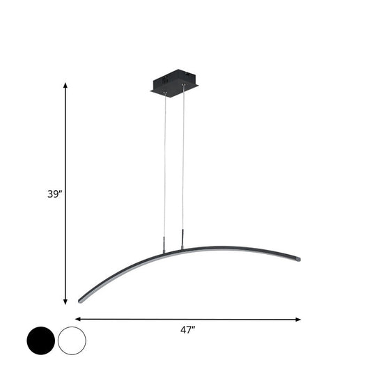 Modern Black/White Arched Pendant Light With Acrylic Led And Warm/White Glow