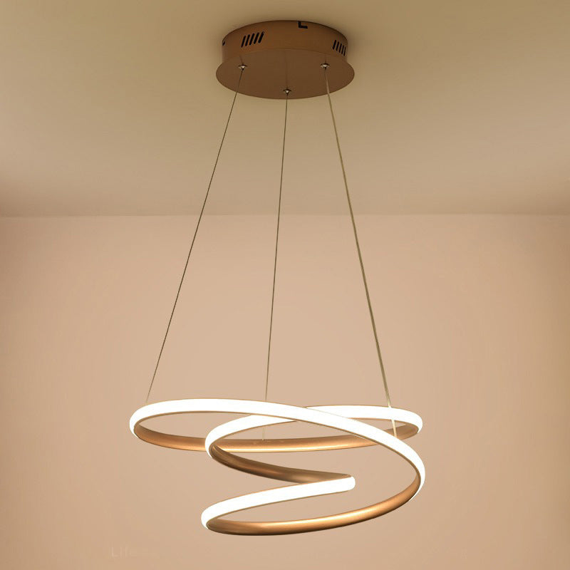 Minimal Twisting Pendant Light Acrylic Led Chandelier In Gold - 18’/23.5’/31.5’ W Warm/White