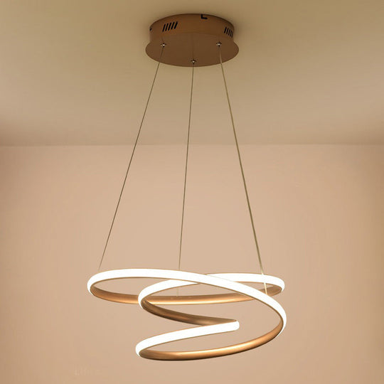 Minimal Twisting Pendant Light Acrylic Led Chandelier In Gold - 18’/23.5’/31.5’ W Warm/White