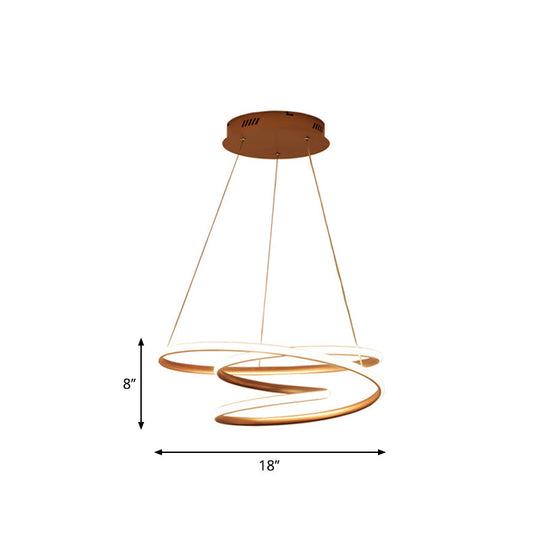 Minimal Twisting Pendant Light Acrylic Led Chandelier In Gold - 18’/23.5’/31.5’ W Warm/White