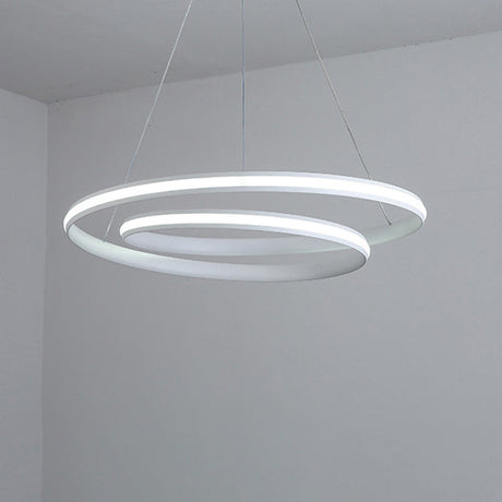 Sleek Spiral Line Chandelier Led Pendant In Warm/White Light - Black/White Minimalist Design 18/23.5