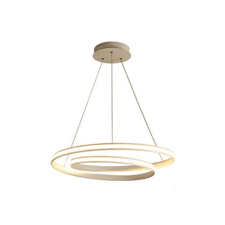 Sleek Spiral Line Chandelier: Black/White 18’/23.5’ Wide Led Pendant Lamp In Warm/White Light