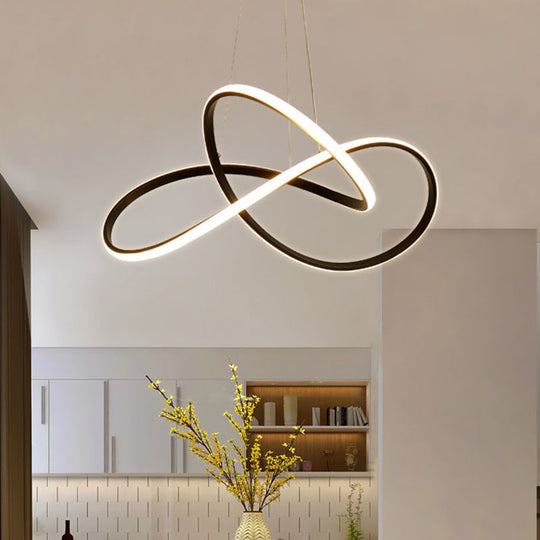 Cycle Pendant Light Fixture - Simplicity Acrylic Led Chandelier (Black/White) Warm/White