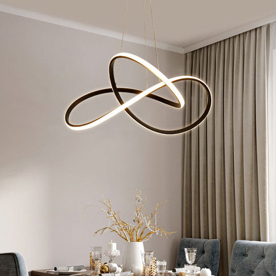 Cycle Pendant Light Fixture - Simplicity Acrylic Led Chandelier (Black/White) Warm/White