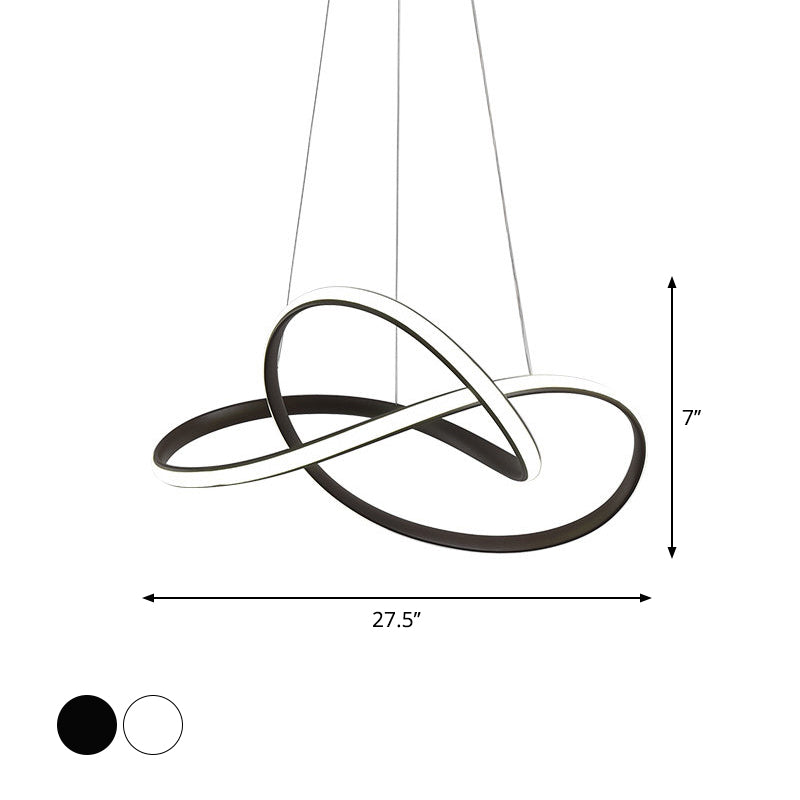 Cycle Pendant Light Fixture - Simplicity Acrylic Led Chandelier (Black/White) Warm/White