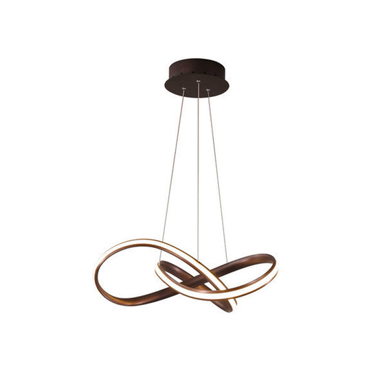Modern Aluminum Led Chandelier Light For Dining Room - Entwined Design In Black/White/Coffee