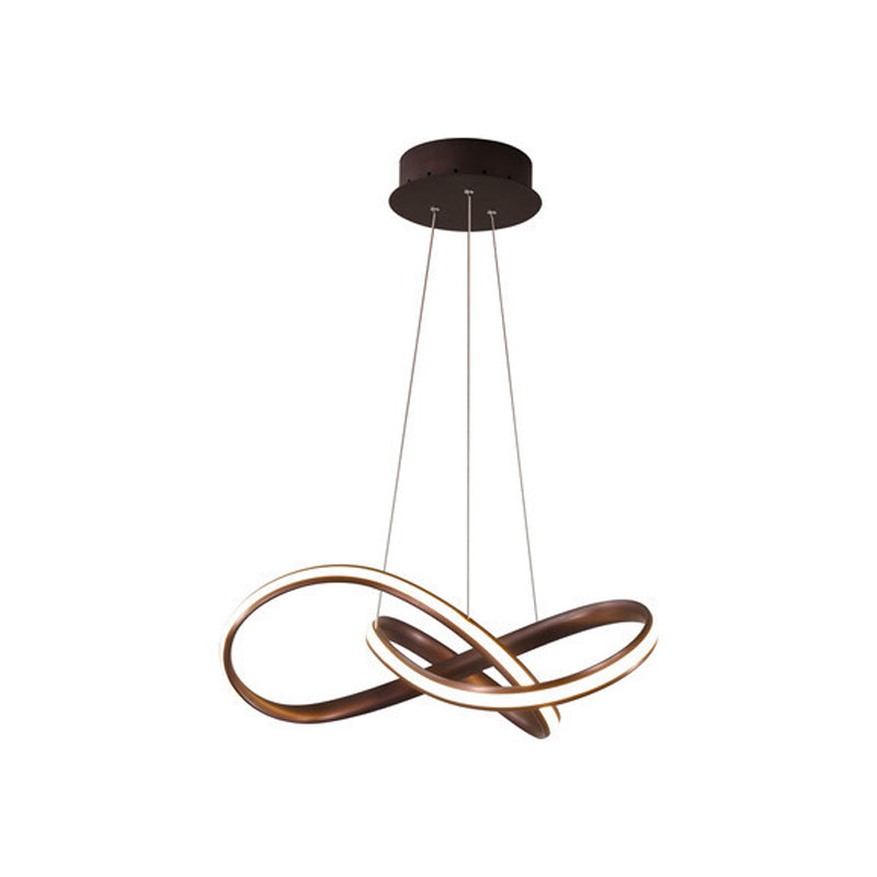 Aluminum Led Entwined Chandelier Light In Modern Style For Dining Room - Black/White/Coffee Size