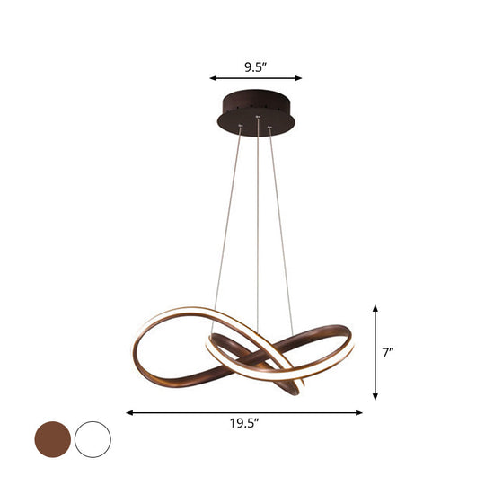 Aluminum Led Entwined Chandelier Light In Modern Style For Dining Room - Black/White/Coffee Size