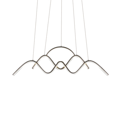 Minimalist Landscape Design Led Chandelier: Gold/Black Wavy Pendant Lamp With Warm/White Light
