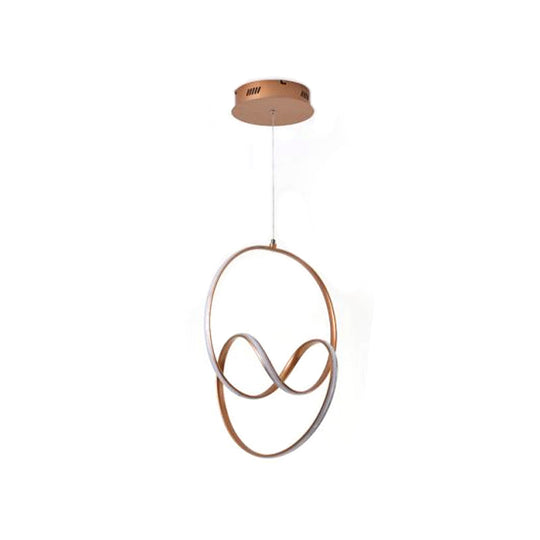 Minimalistic Coffee Twisted Chandelier Pendant: Aluminum Led Ceiling Light In Warm Or White