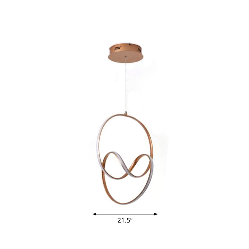 Minimalistic Coffee Twisted Chandelier Pendant: Aluminum Led Ceiling Light In Warm Or White