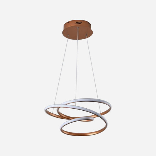 Minimalistic Coffee Twisted Chandelier Pendant: Aluminum Led Ceiling Light In Warm Or White
