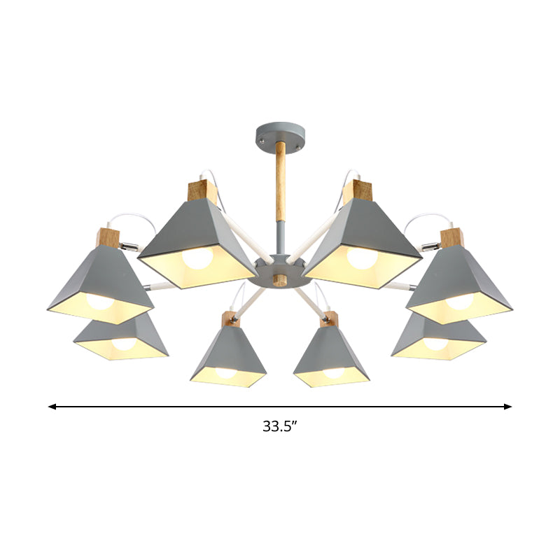 Pyramid Shade Chandelier: Elegant Macaron Metal Hanging Light For Dining Room