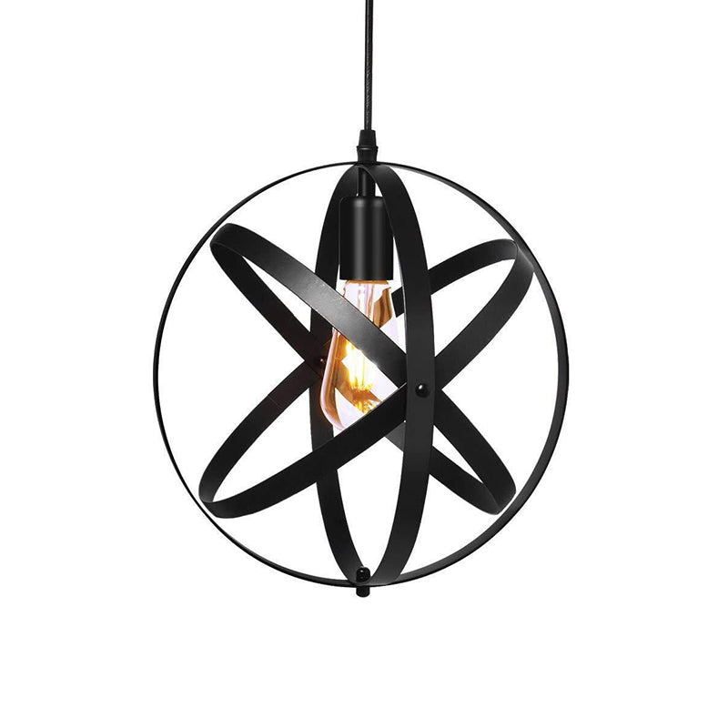 Metallic Interlocking Ring Pendant Lamp With Industrial Style – 1 Head Dining Room Down Lighting