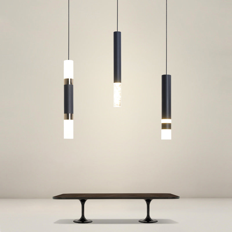 Black Tube Pendant Led Light Kit With Simple Acrylic Design Warm/White 10-12.5 Height / 12.5 Warm