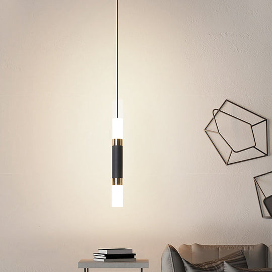 Black Tube Pendant Led Light Kit With Simple Acrylic Design Warm/White 10-12.5 Height