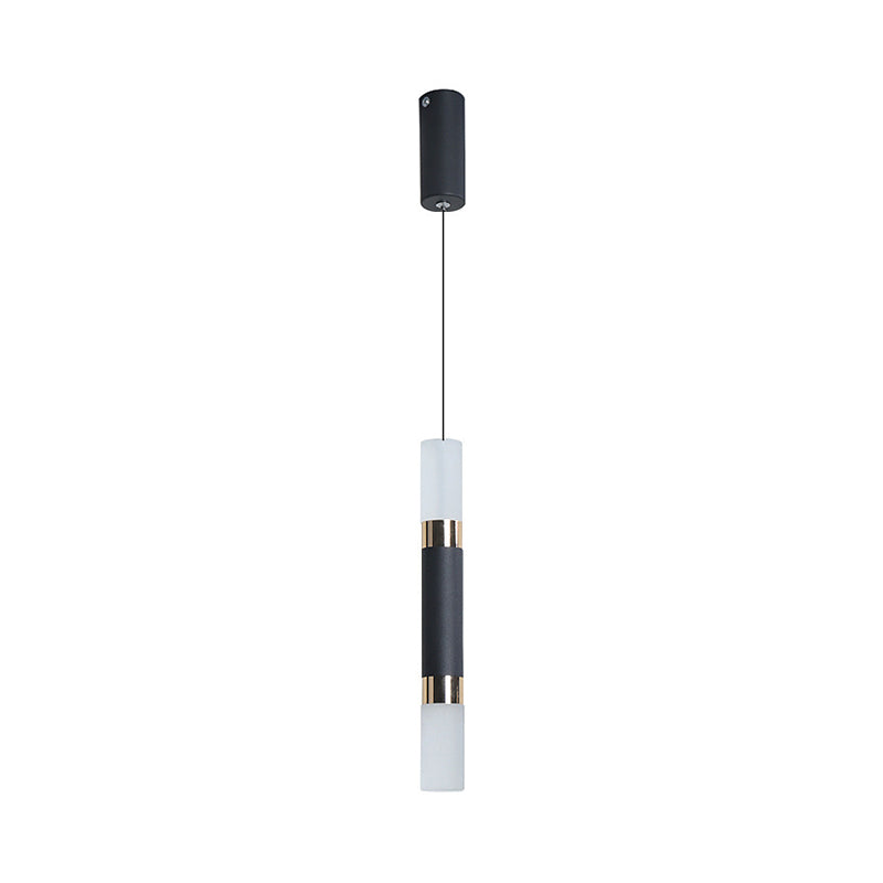 Black Tube Pendant Led Light Kit With Simple Acrylic Design Warm/White 10-12.5 Height
